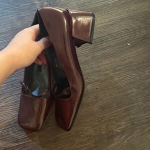 Pura Lopez Burgundy Block Heel Shoes